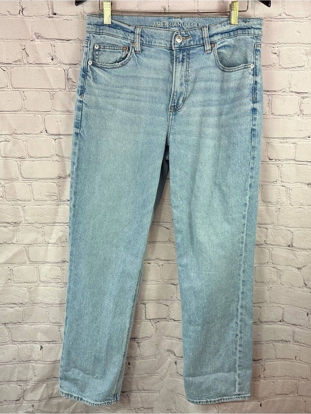 American Eagle AE stretch super high rise Straight Jeans women 10 boho casual